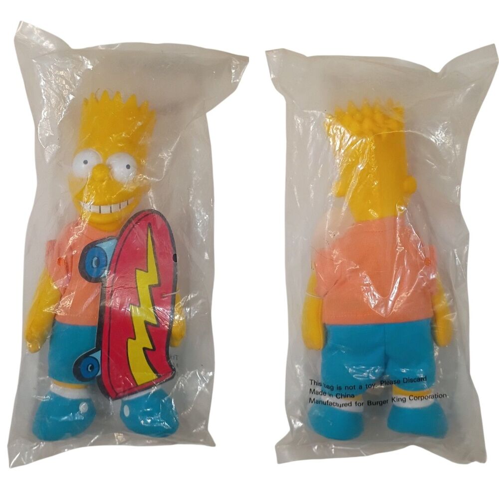 Vintage 1990 Burger King The Simpsons Bart 9” Plush Sealed In Original Package